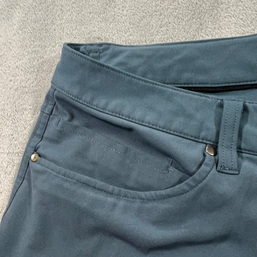 LULULEMON Commission Pant Slim Mens 32‎ Blue Gray Warpstreme Stretch Golf Office